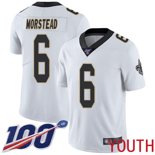 New Orleans Saints Limited White Youth Thomas Morstead Road Jersey NFL Football #6 100th Season Vapor Untouchable Jersey